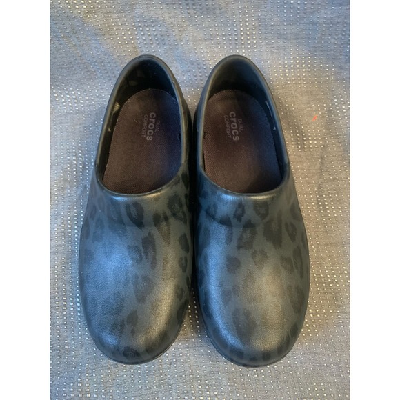 Crocs Clog NERIA PRO II Work Clog Black Leopard Dual Comfort Nurse Cook size W6 - Picture 2 of 11